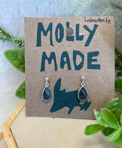 Small Teardrop Labradorite Studs