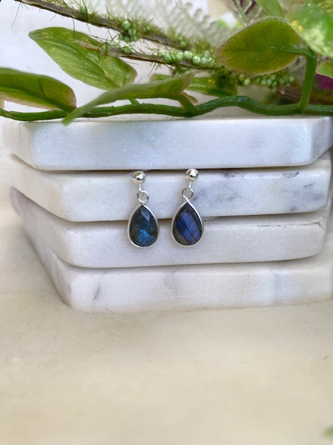 Small Teardrop Labradorite Studs