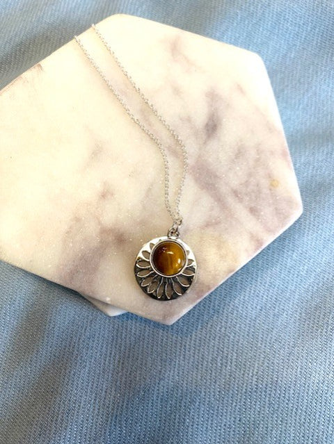 Tigers Eye & Disk Necklace
