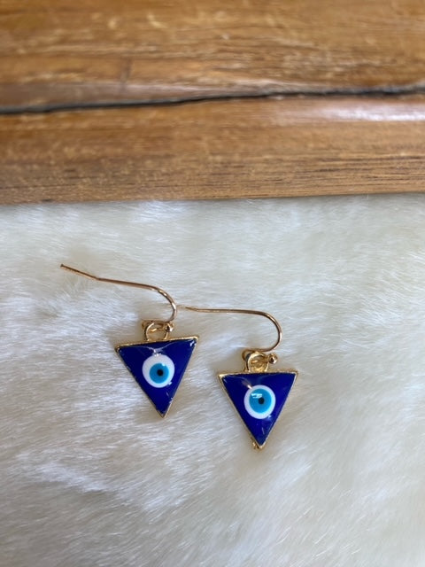 Evil Eye Triangle Earrings