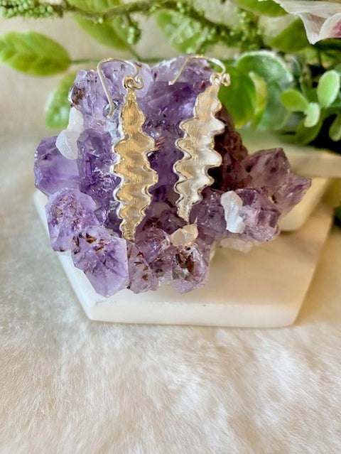 Long Wavy Edge Earrings