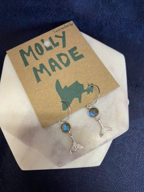 Labradorite & Whale Tail Hoops