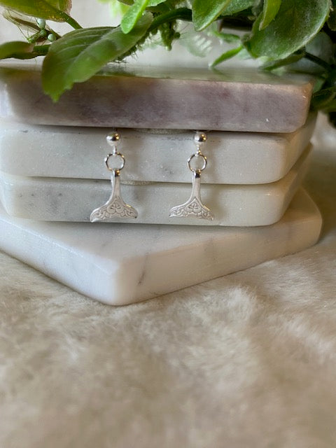 Whale Tail Dangle Studs