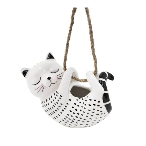 Black & White Small Cat Hanging Planter