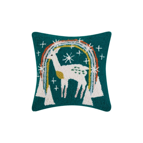 Festive Fawn Hooked Pillow