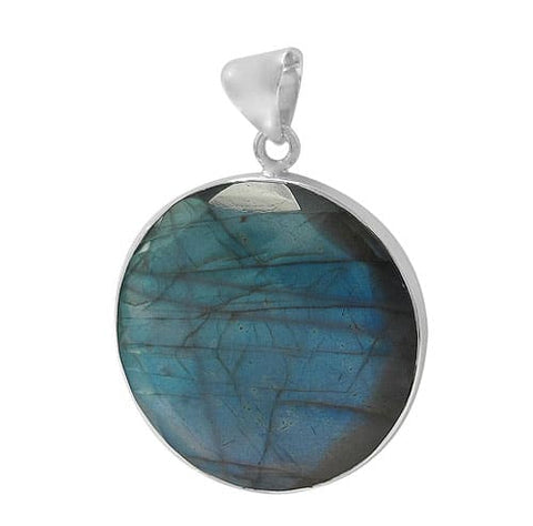 Large Round Labradorite Pendant