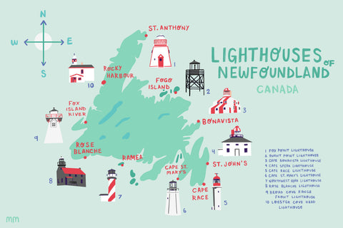 Lighthouse Map Print