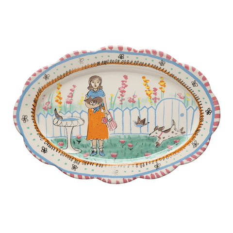 Decorative Garden Scene Dish