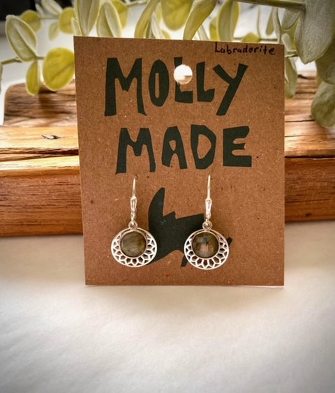 Round Disk & Labradorite Hoops
