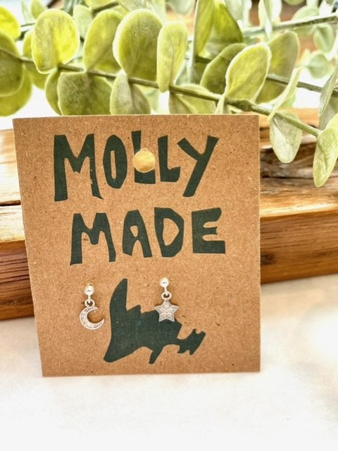 Moon & Star Stud Earrings