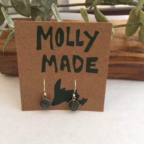 Small Round Labradorite Earrings