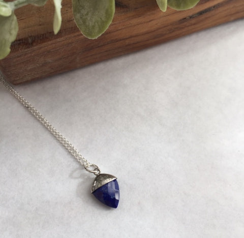 Silver Top Lapis Necklace