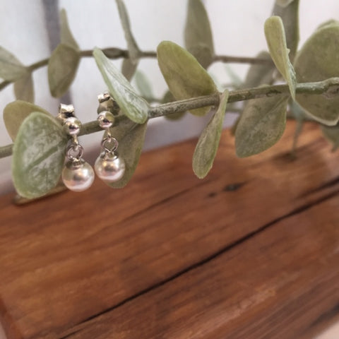 Tiny Pearl Drop Stud Earrings