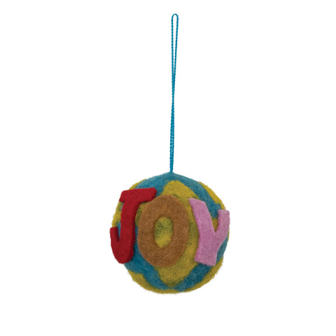 Joy Felt Globe Ornament